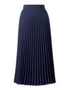 Navy High Waist Pleated Midi Skirt
