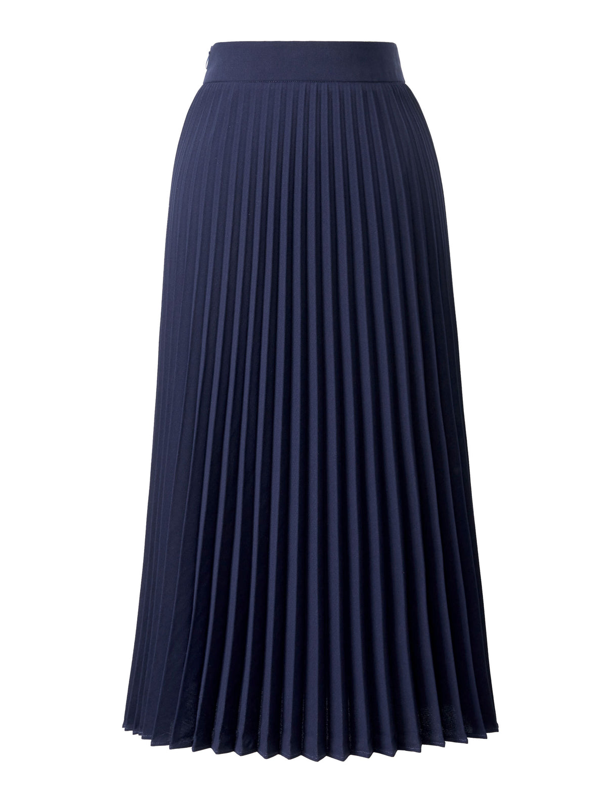 Navy High Waist Pleated Midi Skirt