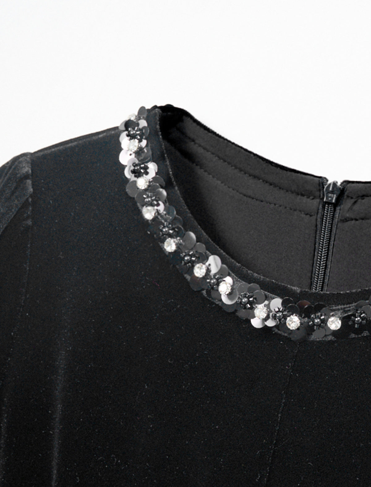 Black Velvet Sequin Midi Dress