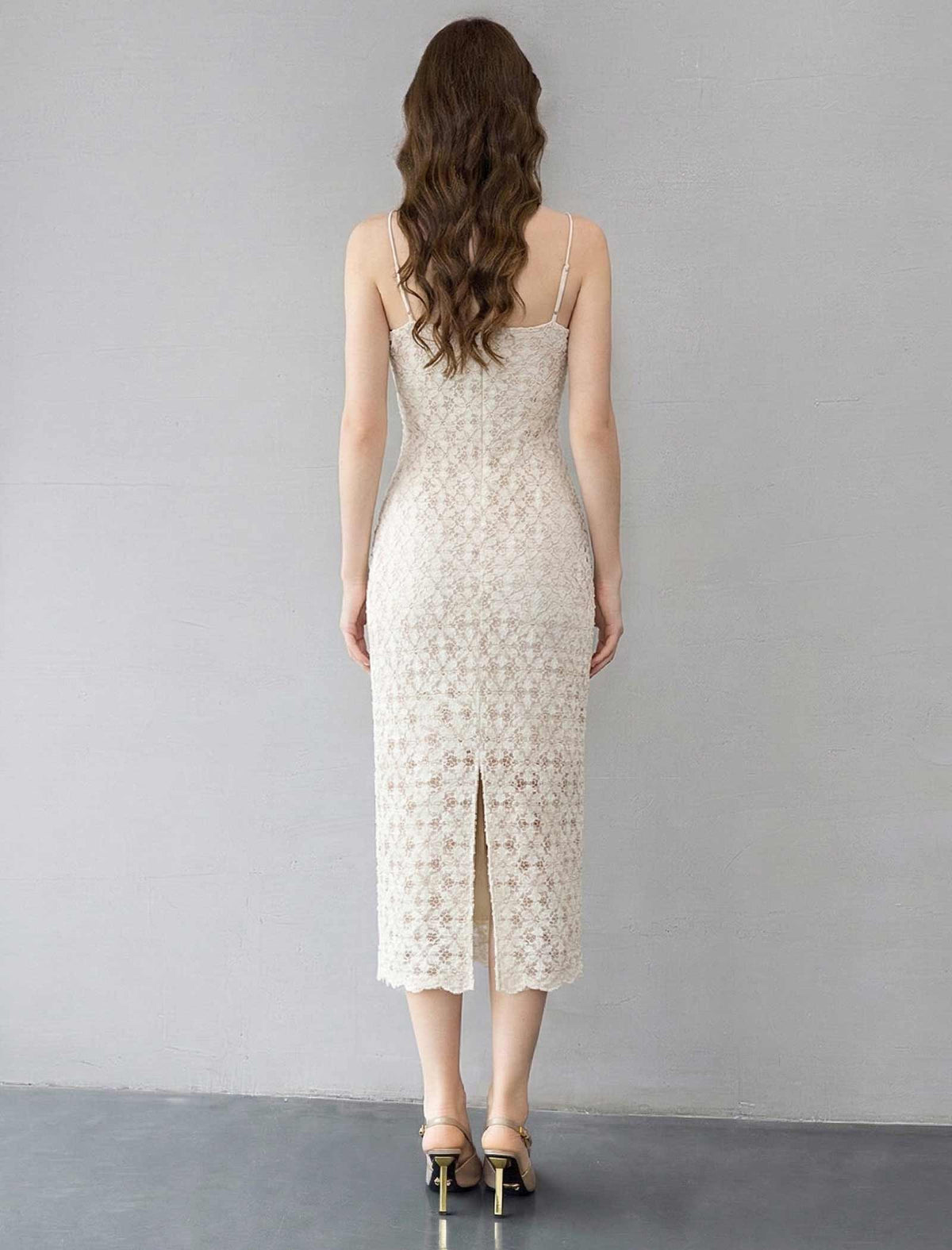 Luxury Lace Trim Slip Evening Dress