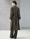 Notched Lapel Double Breasted Belted Knee-Length Trench Coat