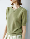 Waffle Round Neck Knit Top