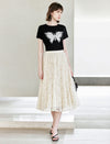 Lace Mesh A-Line Midi Skirt