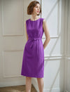 Solid Color Self-Belt Sleeveless Dress