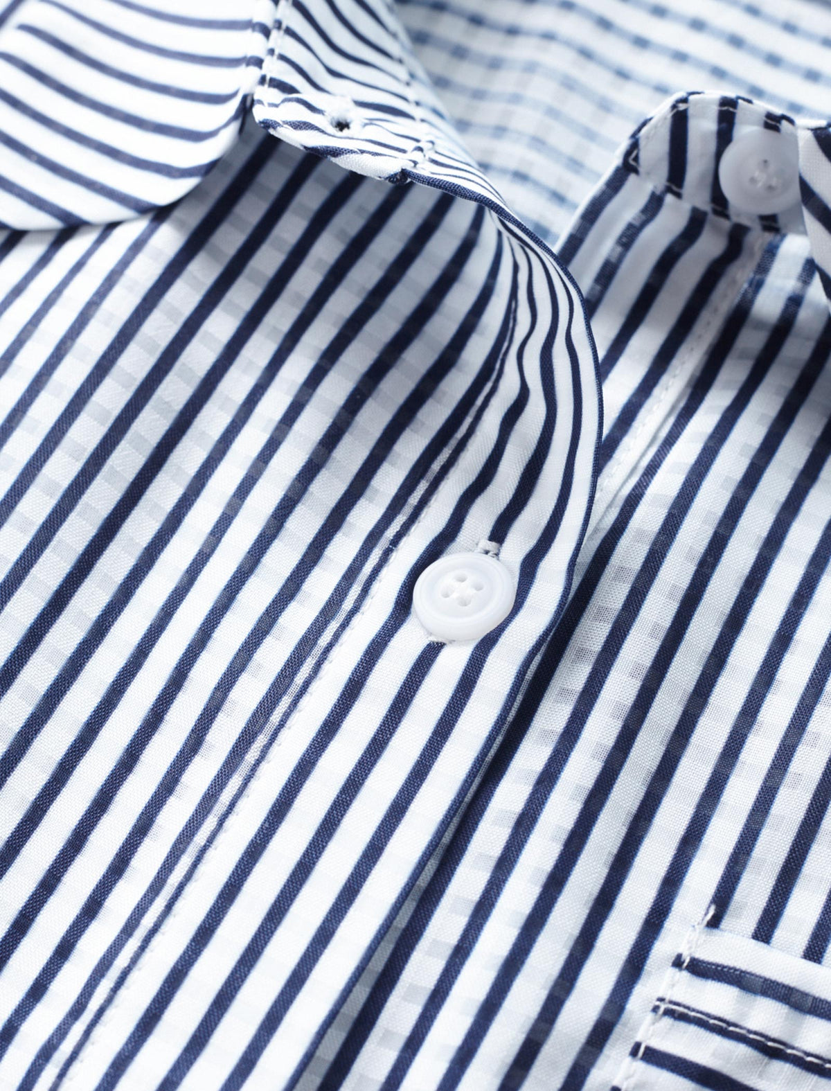 Simple Striped Jacquard Button-Down Shirt