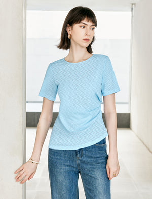 Textured Slim Fit Round Neck Top