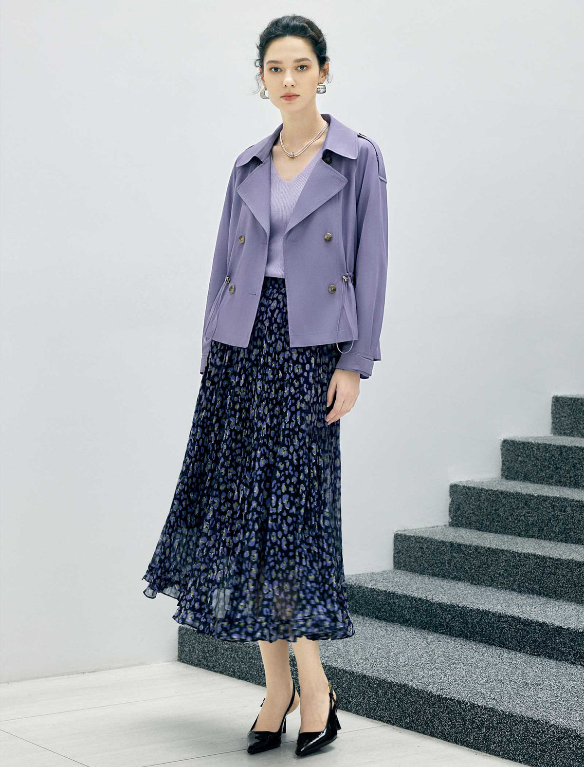 Collared Button Front Long Sleeve Jacket