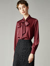 Bow Tie Office Chic Long-Sleeve Blouse