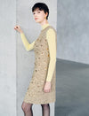 Sequin Textured Beaded Neck Sleeveless Shift Dress
