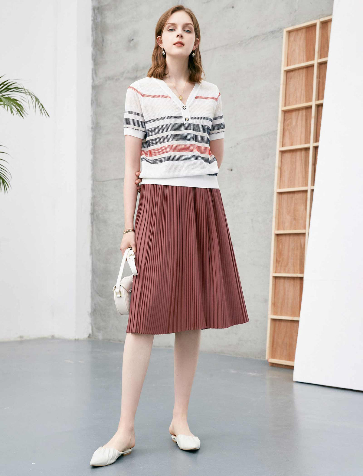 Minimal Pleated A-Line Skirt