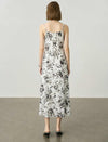 Watercolor Floral Print Slip Midi Dress