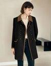 Contrast-Trim Double-Breasted Trench Coat