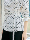 Polka Dot Tencel Linen Belted Blouse