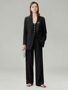 Linen Blend Wide-Leg Tailored Pants