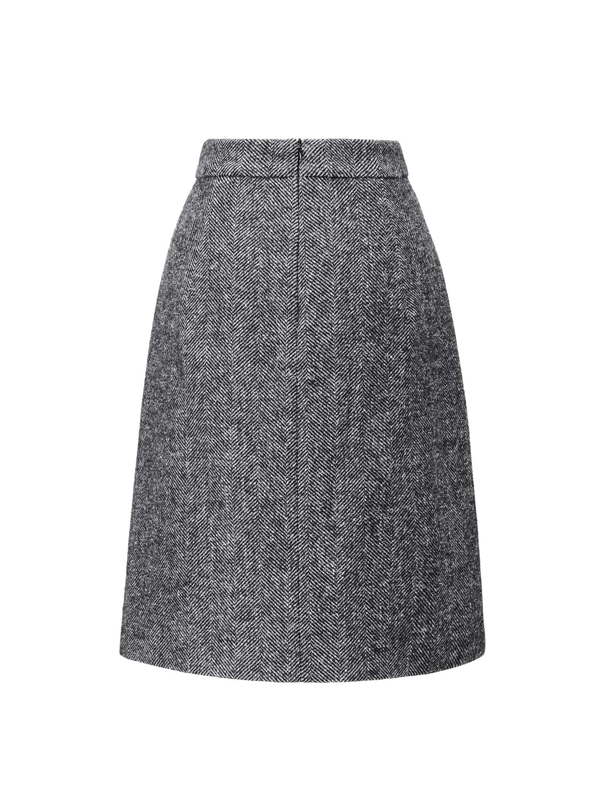 Wool Gray Classic Mid-Length Skirt