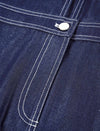 Denim Button Detail Short Sleeve Midi Dress