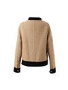 Wool Blend Herringbone Stand-Collar Relaxed Jacket