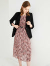 Print Pleated Midi Dress