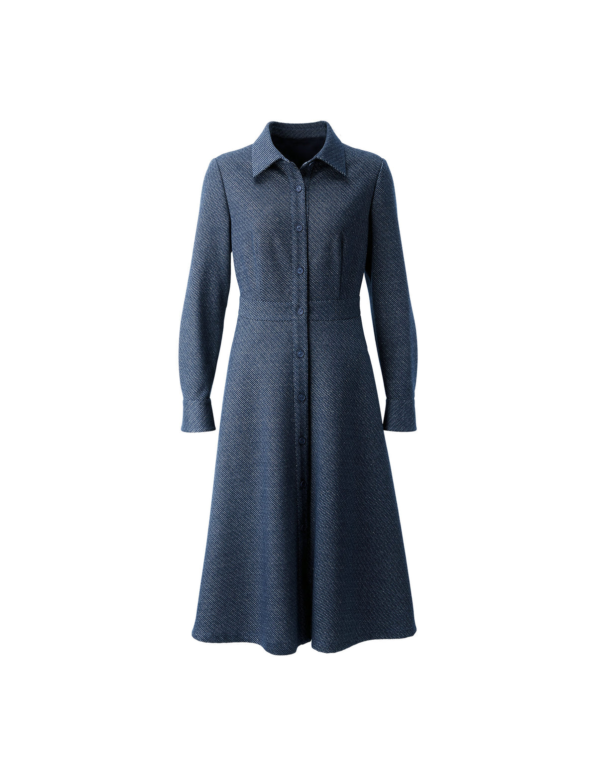 Solid Long Sleeve Pocket A-Line Dress