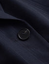 Navy Pinstripe Ruched Sleeves Blazer
