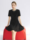 Embellished Neckline Fit And Flare Dress