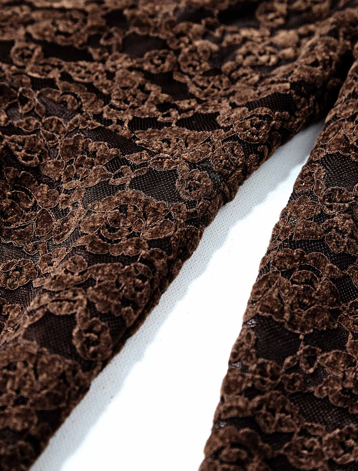 Brown Lace Long Sleeve Midi Dress