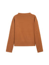 Wool Blend Twist-Front Mock-Neck Relaxed Top