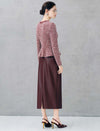 Pearl Trim Tweed Peplum Long Sleeve Jacket