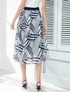 Geometric Print Self-Tie Midi Skirt