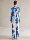 Blue And White Tie-Dye Silk Wide Leg Pants