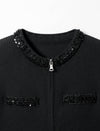 Embellished Zip Front Knit Top
