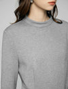 Mock Neck Long Sleeve A-Line Midi Dress