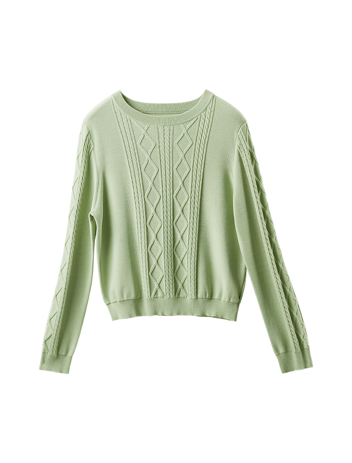 Crew Neck Cable Knit Pullover Sweater