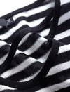 Striped V-Neck Short Sleeve Knit Top