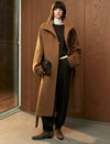 Wool-Alpaca Blend Stand Collar Belted Maxi Coat