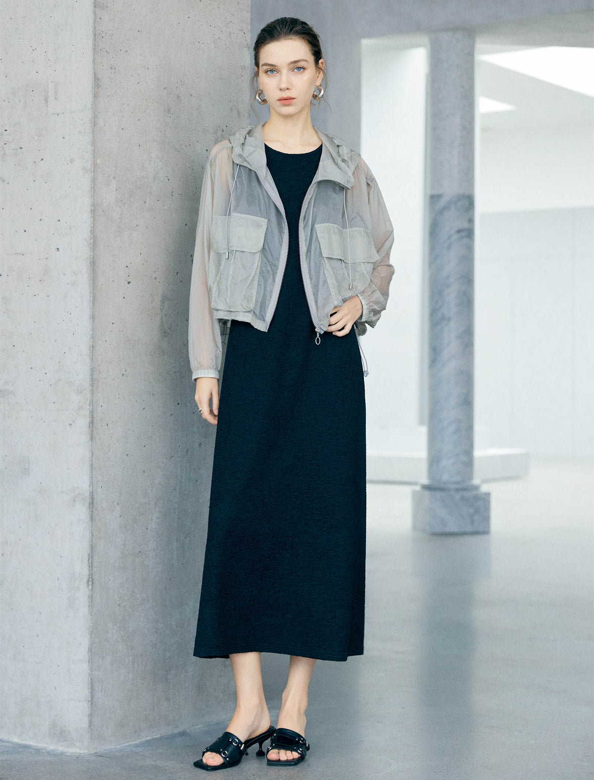 Sheer Cropped Hooded Sun Protection Jacket