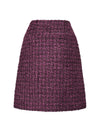 Burgundy Tweed Wool-Blend Mini Skirt