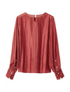 Red Tencel Long-Sleeve Shirt