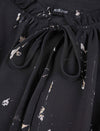 Black Splatter Print Ruffled Midi Dress
