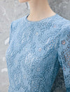 Lace Floral Pattern Long Sleeve A Line Midi Dress