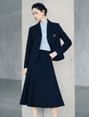 Wool Blend Notched-Lapel Three-Button Cropped Jacket