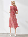 Romantic Ruffled Floral Chiffon Midi Dress
