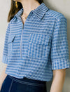 V-Neck Short Sleeve Polo Knit Top