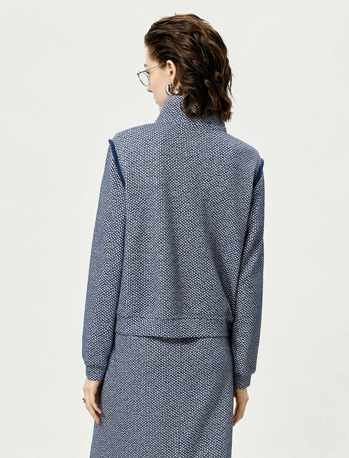 Blue Checkered Zip-Up Jacket