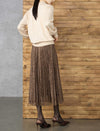 Wool Blend Tie‑Neck Ruffled Trim Lantern Sleeve Knit Top