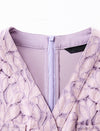 Lilac Floral V-Neck Lace Midi Dress