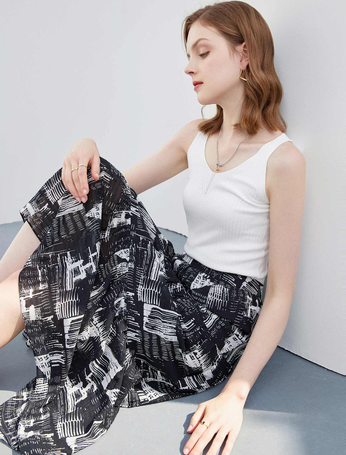 Vintage Print A-Line Skirt