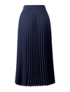 Navy High Waist Pleated Midi Skirt