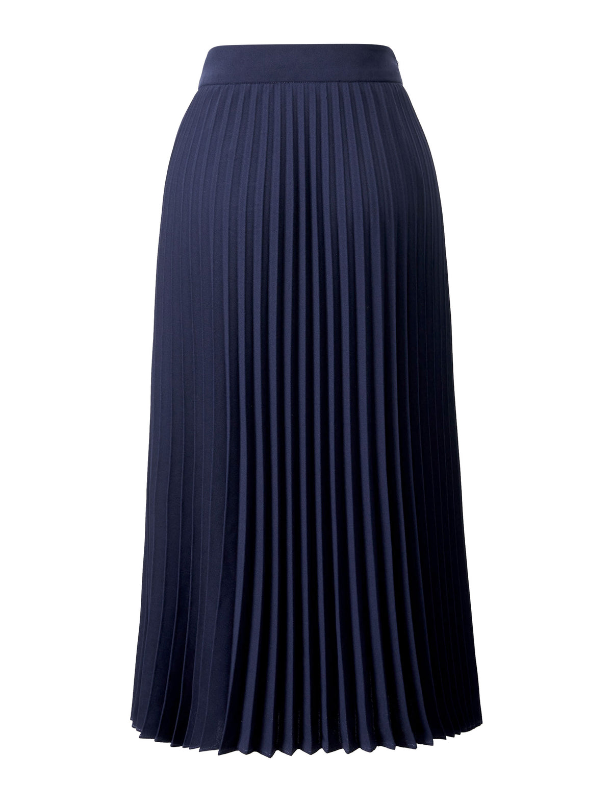 Navy High Waist Pleated Midi Skirt