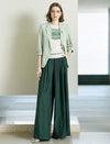 Textured High Waist Wide Leg Floor-Length Pants